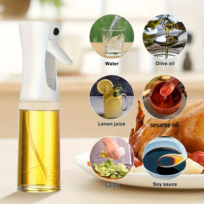 1pc baking oil spray bottle cooking oil sprayer 200ml 300ml pet material oil sprayer air fryer spray bottle kitchen baking supplies oil sprayer salad making baking frying grilling greenery salon hairdressing white black details 0