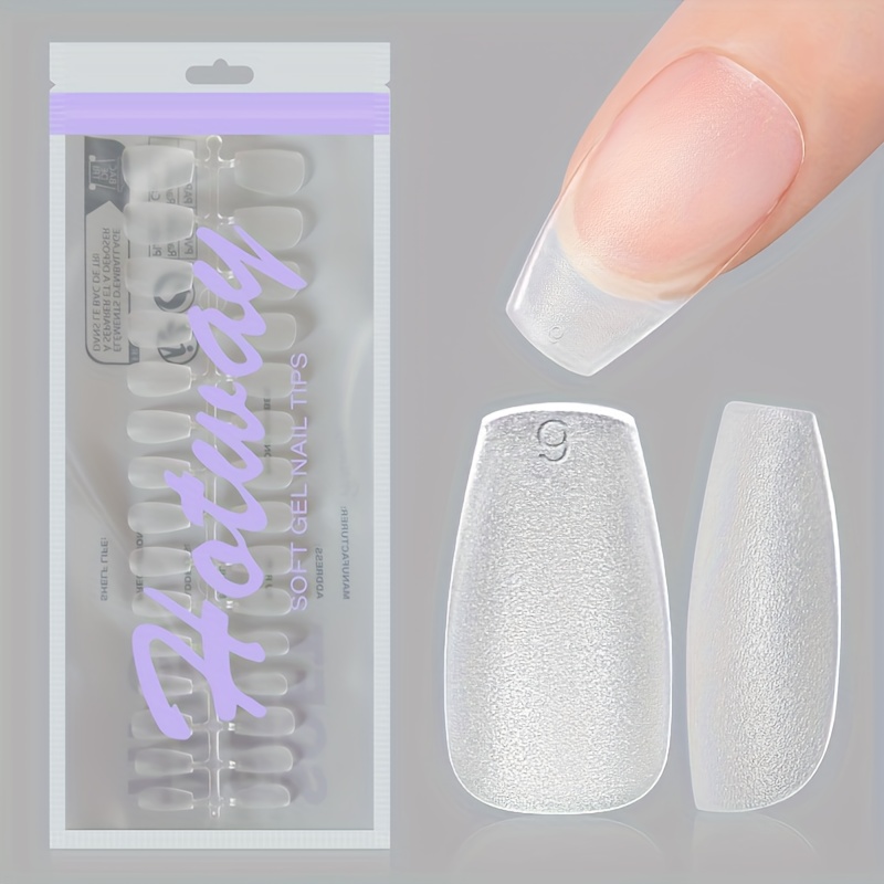 Image of 180pcs Short Coffin Shaped Full Cover Fake Nails,15 Sizes Frosted Acrylic Nail Tips,for Nail Salon Press On Nails Gel Nails Kit Nail Supplies