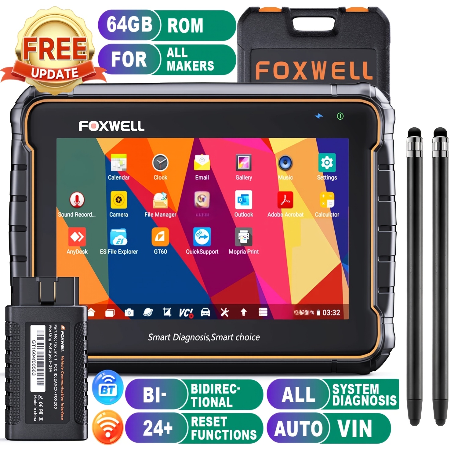 TEMU Car Diagnostic Tool Ecu Coding Full Scanner Automotive Tool Professional Tool For Workshop Use, Without Battery