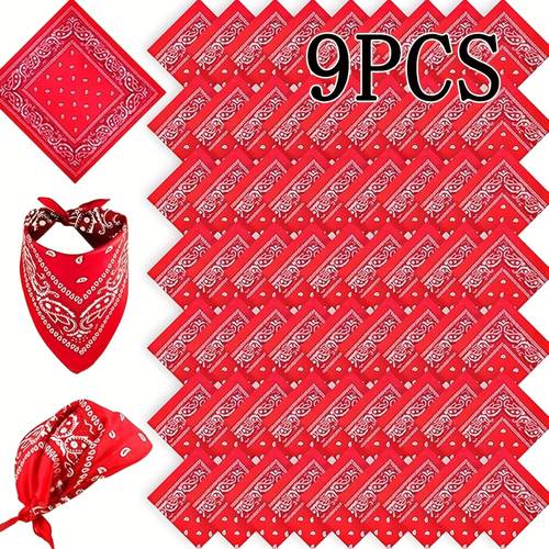 9pcs of paisley bandanas in a bulk western cowboy scarf set masks scarves polyester handkerchiefs and headbands