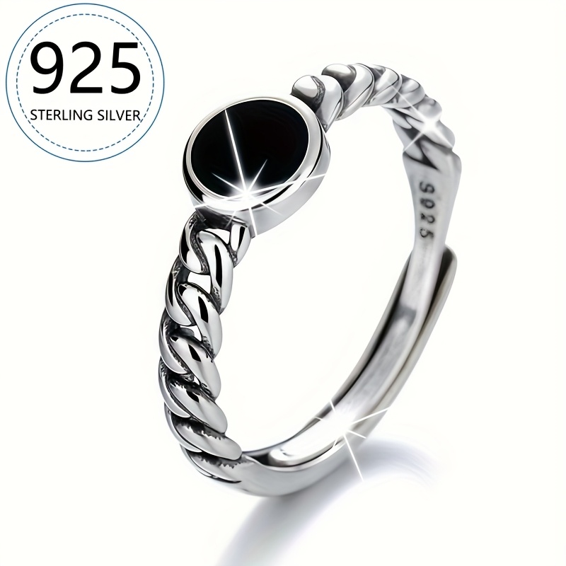 

925 Sterling Silver Round Glue Ring Twist Retro Hip Hop Elegant Luxury Finger Jewelry Girlfriend Gift