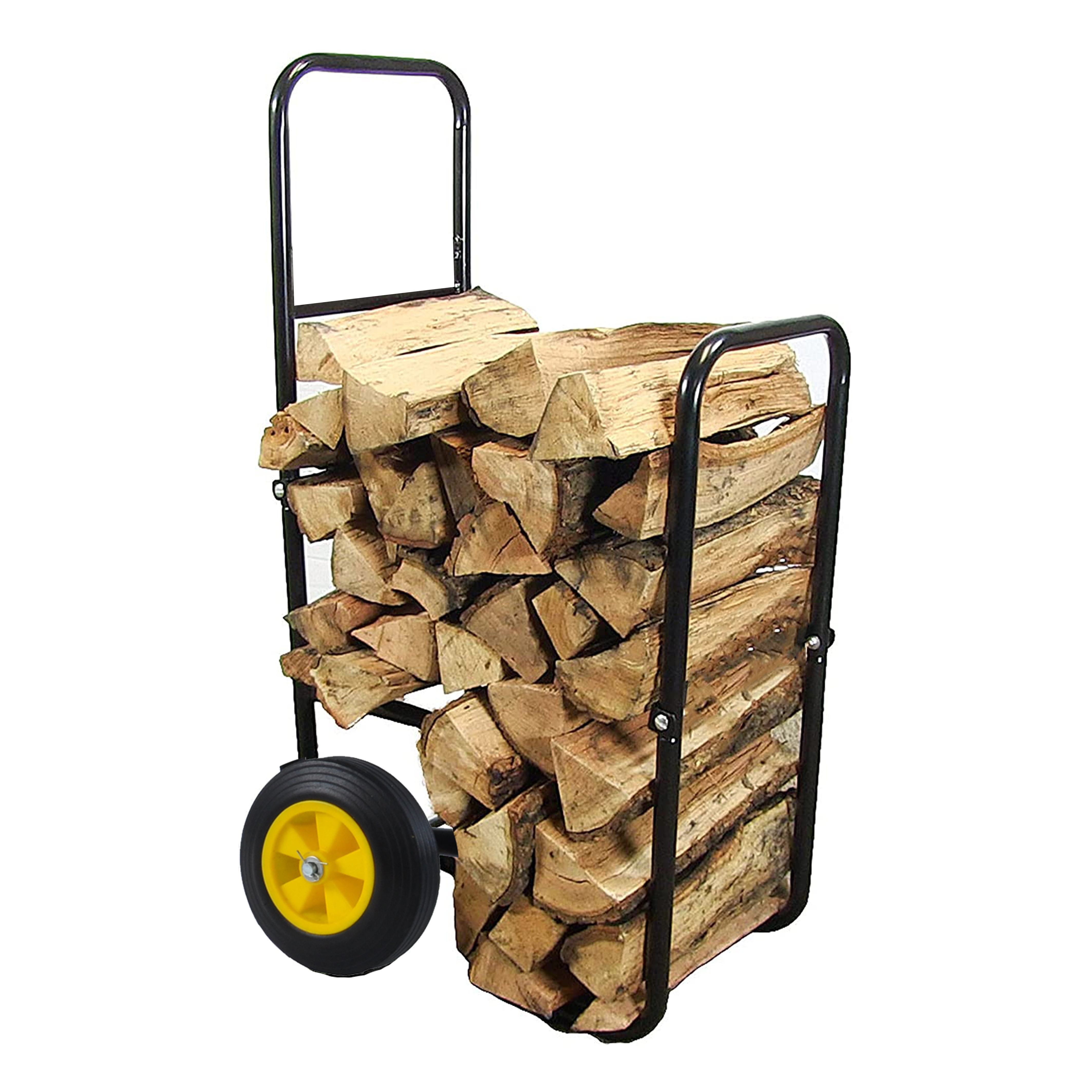 

Heavy-duty Firewood Log Cart - Portable & Rolling Wood Rack With Comfort Wheels - Ideal For Indoor/outdoor Fireplaces, Holds 1/8 Face-cord - Metal For Transport