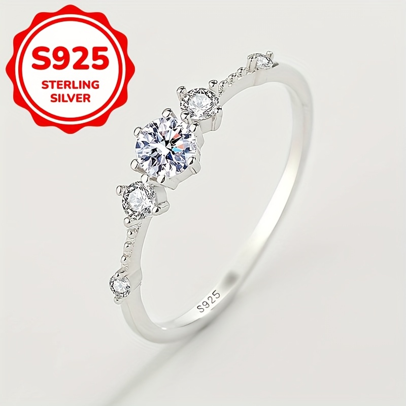 

Elegant S925 Sterling Silver Ring With Cubic Zirconia, , , Valentine's Day - April Birthstone, Korean And Japanese Fashion, , 2022