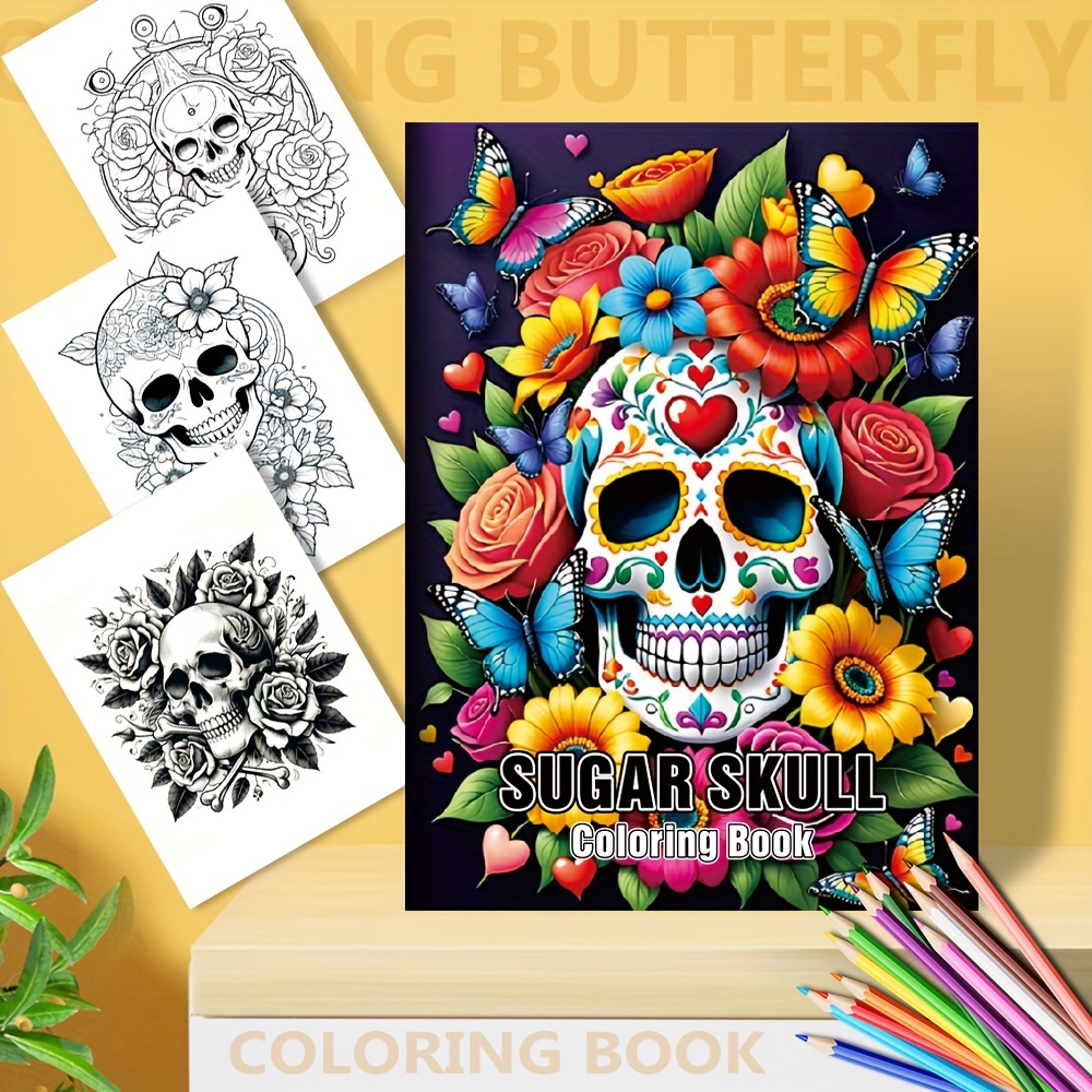 

Deluxe Art Coloring Book For Adults - 20 Pages, Soft Cover With Cool Skeleton Design, Ideal Birthday Or Holiday Gift, Upgraded , 10x7.87 Inches