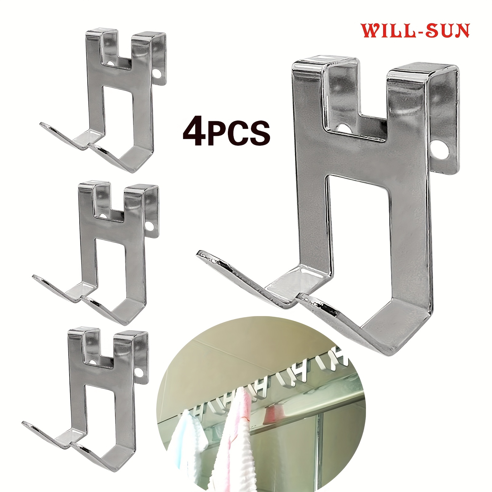 TEMU 1 pz/2 pz/4 pz Ganci per la casa senza foratura, forte portata, ganci in metallo per scaffale portaoggetti bagno, appendi rasoio, palline da