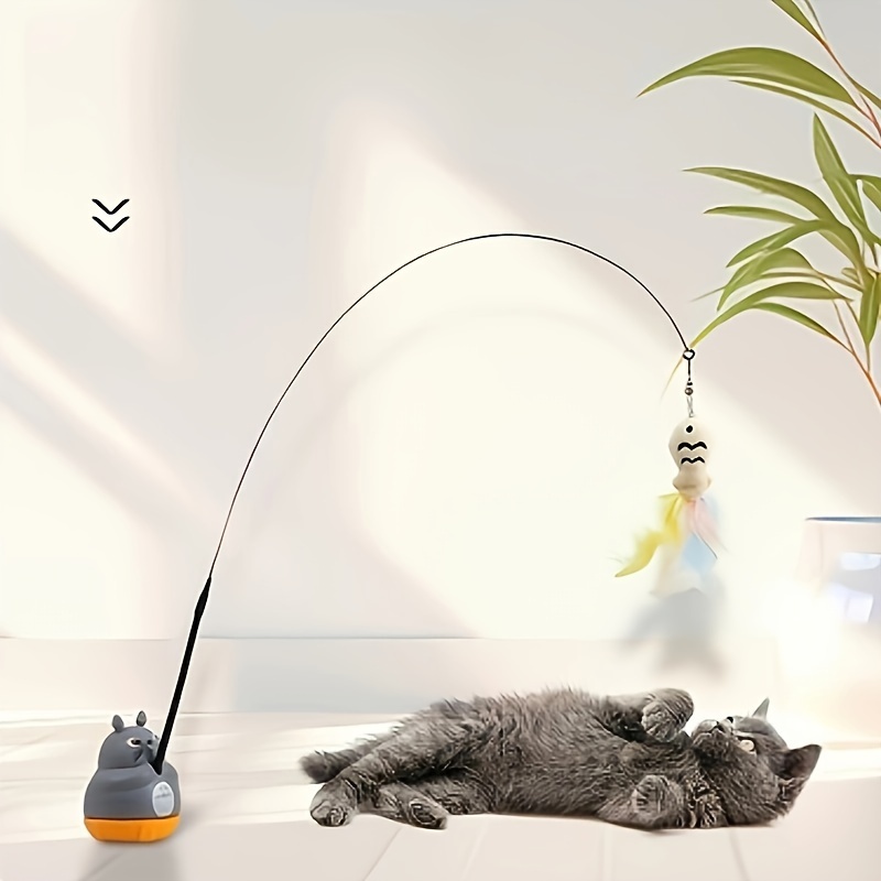 

Baguette Jouet Interactif pour Chat, Bâton Teaser en Plastique au Design de Dessin Non-Électrique - Piles