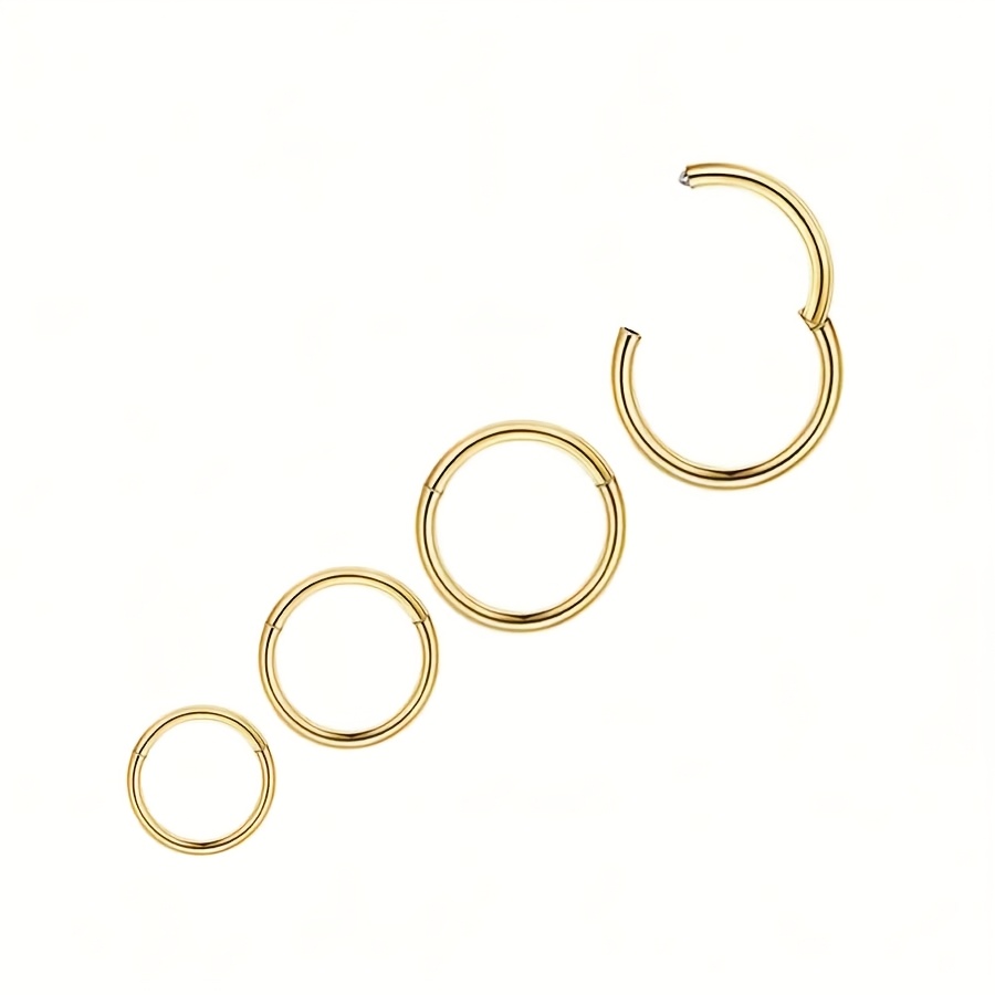 4pcs/set 16g Hinged Nose Ring Hoop, Hypoallergenic Septum Ring, Helix Cartilage Tragus Earring, Piercing Jewelry For Helix, Lobe, Tragus, Eyebrow/navel Ring, Body Piercing Jewelry Decoration, Unisex