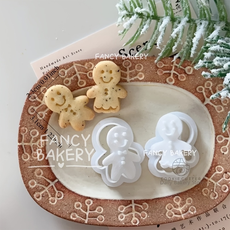 Set Of 2 Mini Gingerbread Molds For Christmas, Fondant Cake Cutters, Small Cookie Cutters For Baking, Party Decoration Tools