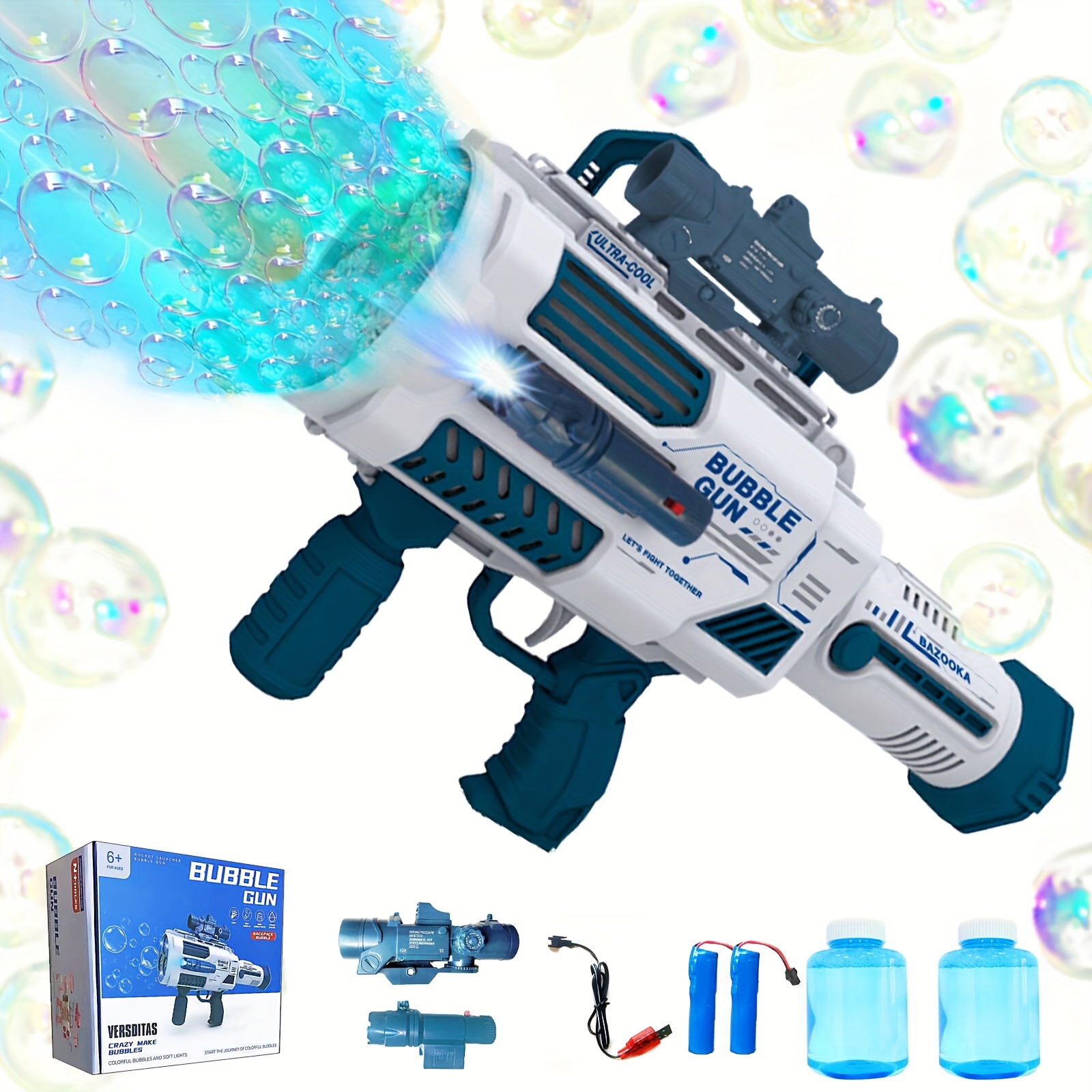 

Automatic Gatlin Bubble Gun Rocket Launcher Bubble Machine Gun Thousands Of Bubbles Per Minute Suitable For Kids Adults Suitable For Indoor And Outdoor Birthday Parties