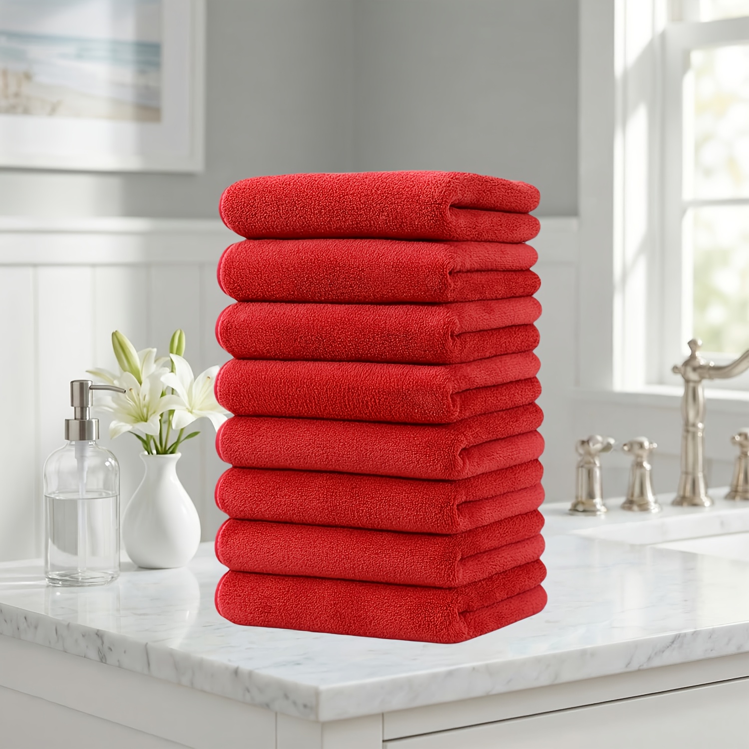 TEMU 8 Coral Towels, Absorbent Towels That Do Not Shed Hair, Face Towels For Couples, Hair Towels As Souvenirs, Scheme, Instant Dry Absorption, Soft