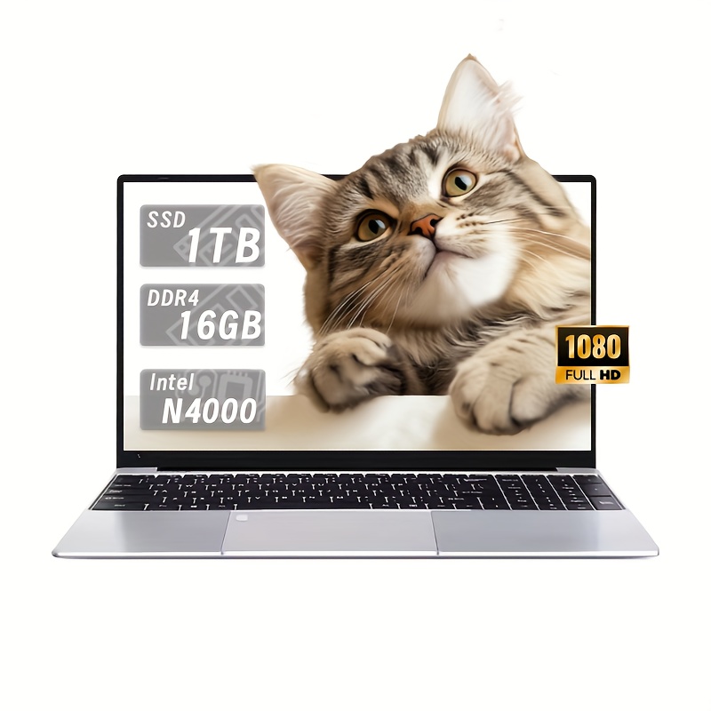 TEMU Laptop Intel 15.6'' jest wyposażony w procesor Intel N4000 o maksymalnej częstotliwości bazowej 2.6Ghz, 16GB pamięci DDR4 i 1TB/2TB SSD,