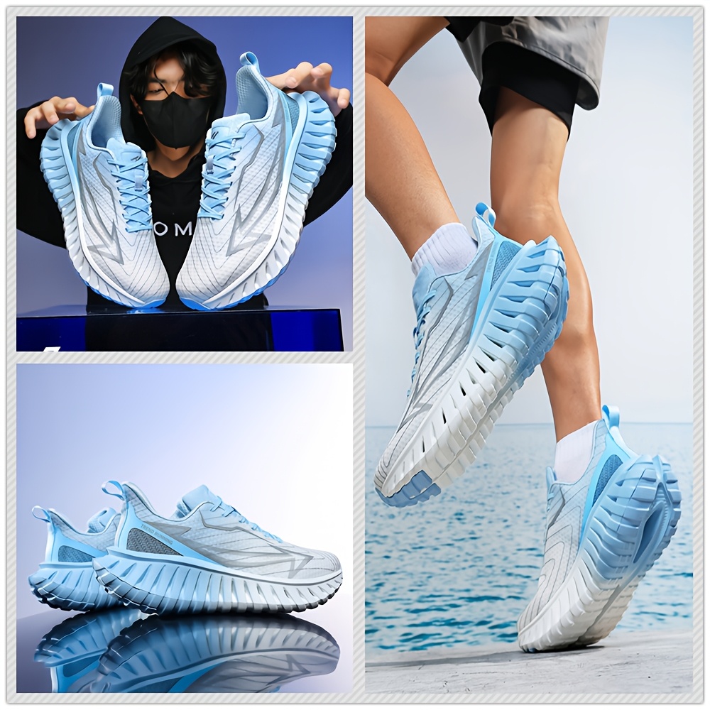 Men'S Technology Carbon Board Running Shoes | Breathable Athletic Sneakers with Cushioned Shock Absorbing EVA Chunky Sole, Casual Sporty Look, Slip-resistant Wear-resistant All-Terrain Grip for Gym, Jogging, Marathon - Running & Work Out Training Sh