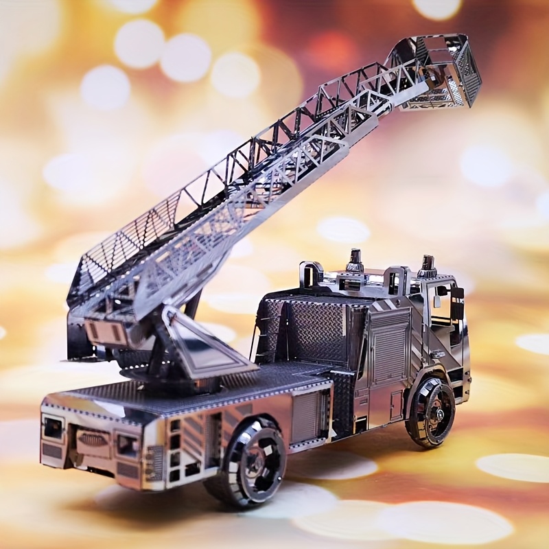 Diy Metal Assembly Toy Model, 3d Puzzle Creative Toy Fire Truck Model, Decoration Ornament, Christmas Halloween Gift, Educational Toy