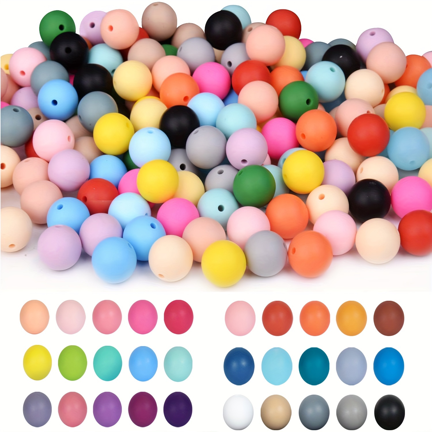 

120pcs Silicone Bead Set, 12mm/15mm - Assorted Colors For Diy Keychains, Jewelry Making, Crafts & Art Projects Beads For Jewelry Making Silicone Character Beads