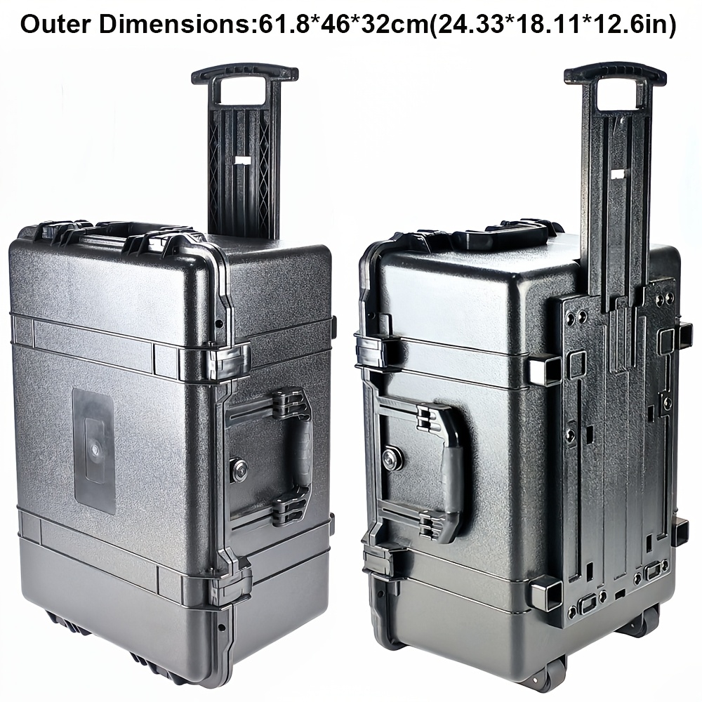 1pc large instrument tool box safe box for     camera tripod case storage box with wheels made of high quality pp abs material waterproof and dustproof pressure resistant and   pre   square pu sponge lining   diy according to your needs