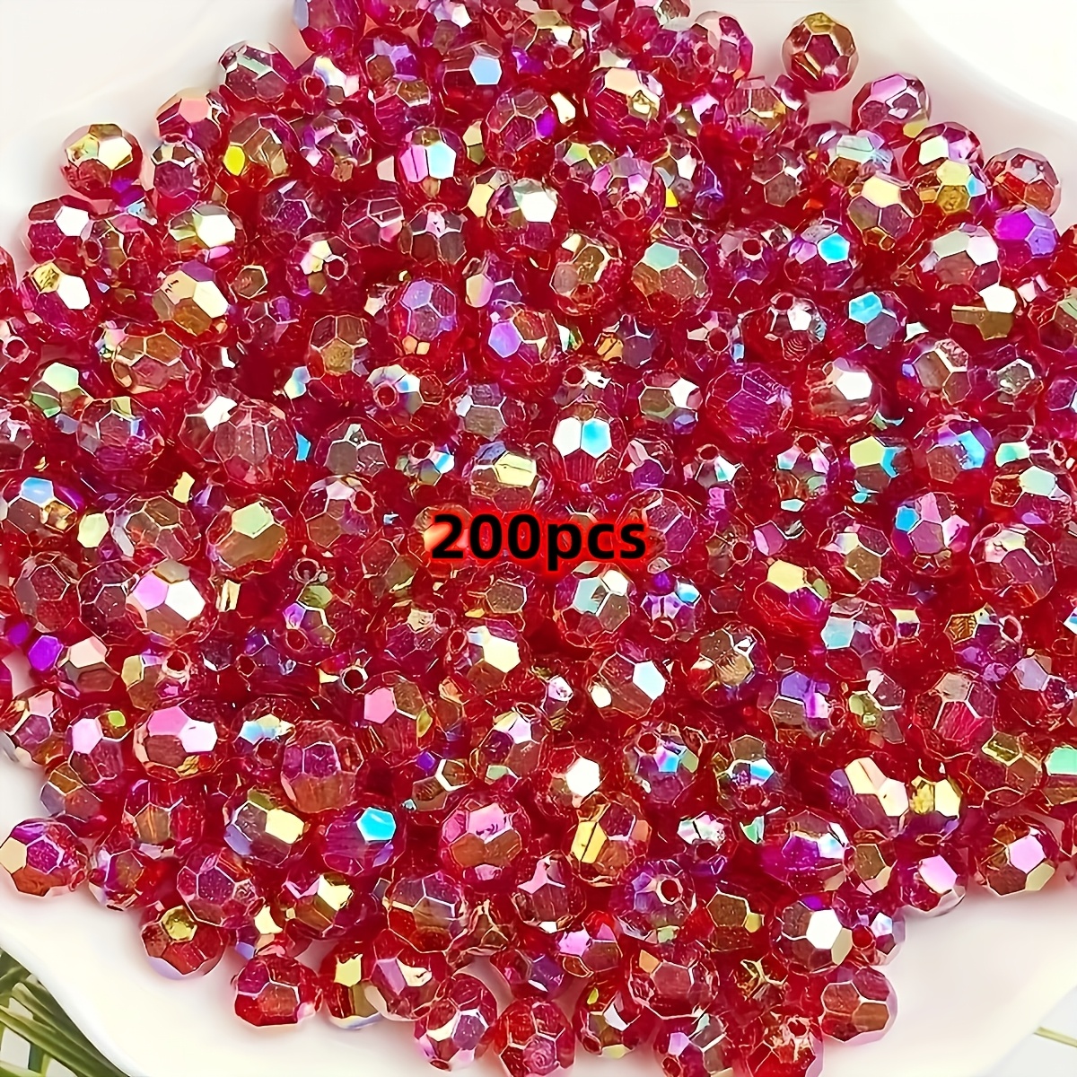 TEMU 6mm 200 Stück Gemischte Farbe Glänzende Facettierte Ovale Spacer Perlen Lose Acryl Perlen für Schmuckherstellung Armband Halskette Ohrring,