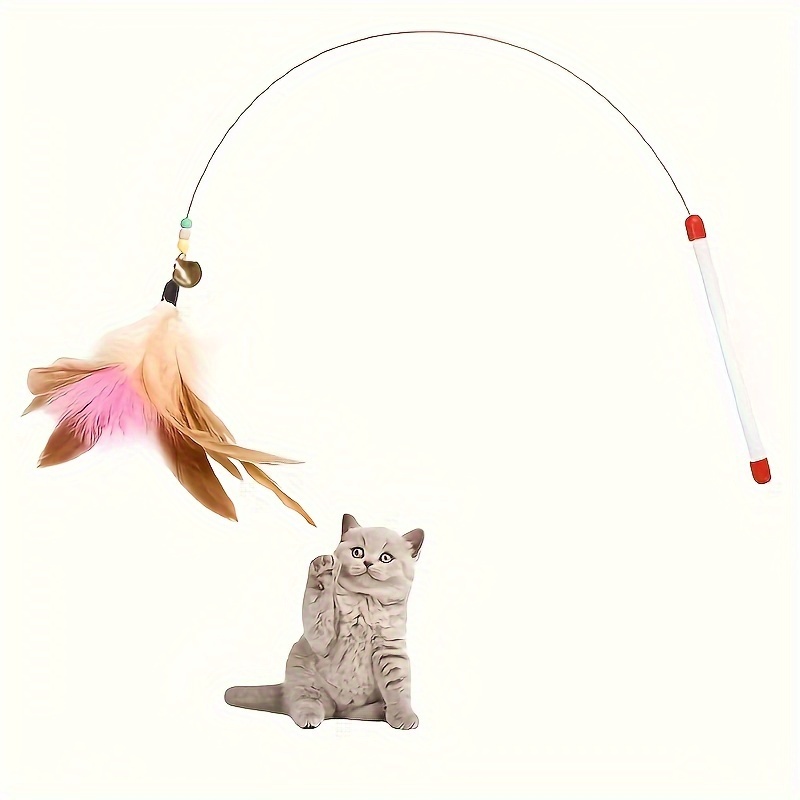 Cat Feather Toys Cat Wand Toy Accessories for Cat Fishing Pole Assorted  Teaser Refills with Bell