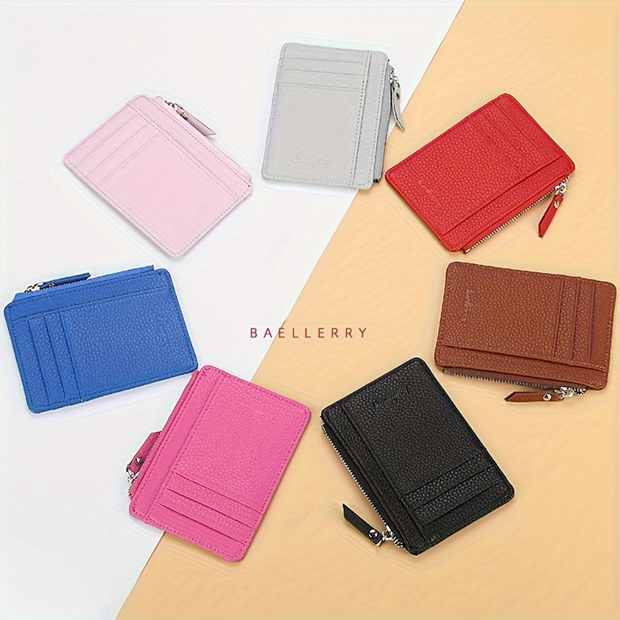 

Mini Minimalist Solid Color Pu Leather Wallet, Lightweight Portable Card Holder, Ideal Birthday Or Anniversary Gift