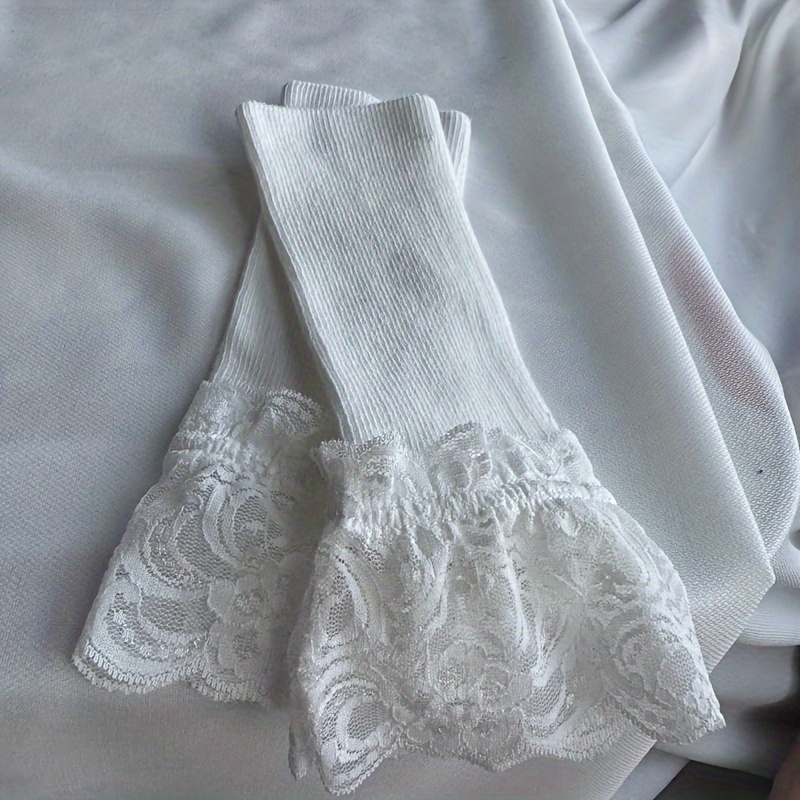 1 Pair Of Extended Lace Trim Women's Decorative Cuffs