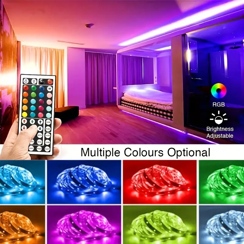 100ft 50ft smart rgb led strip lights with 44 key remote app control usb powered color changing lights for home decor bedroom living room festive atmosphere vibrant multicolor dynamic lighting led lights for bedroom details 2