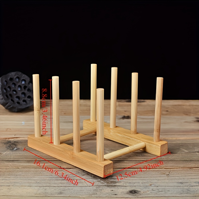 space saving elegant bamboo cup holder stylish dust proof tea set and glassware storage rack details 1