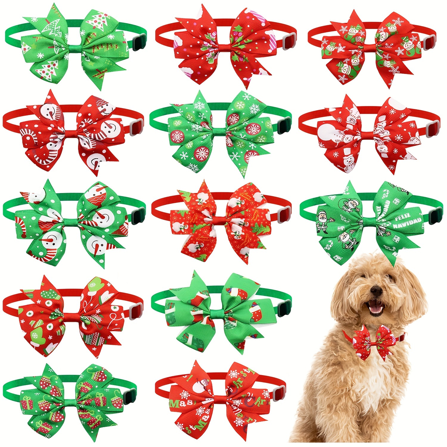 

15pcs Dog Bow , Christmas Pet Neckties, Bows , & -, To & Unbuckle, Pet Grooming Accessories