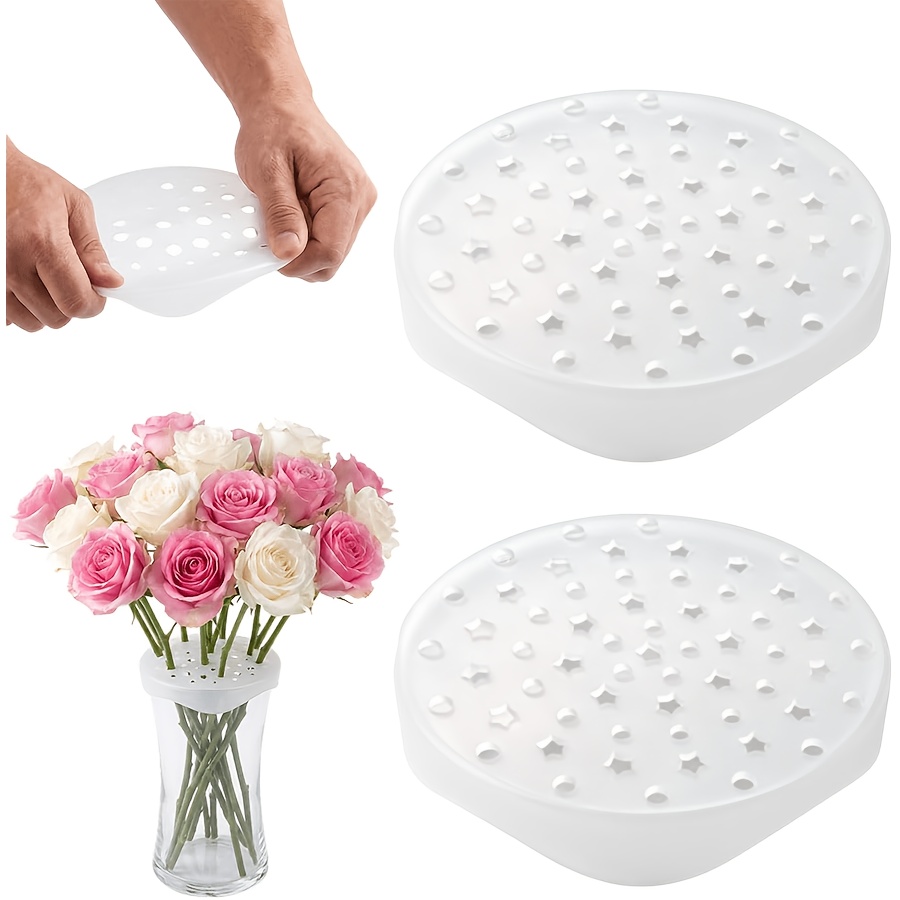TEMU Silicone Grid Flower Arranger, 2026 New Reusable Flower Grid For Vase And Desk Organizer, Flexible Silicone Flower Arranging Grid For Easy