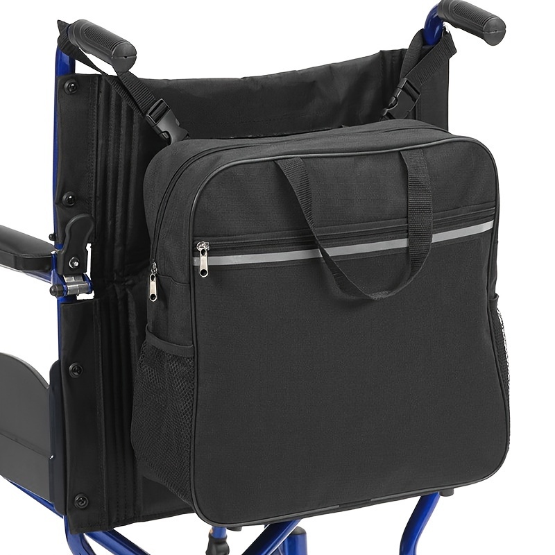 

1pc Wheelchair Hanging Storage Bag, Large Capacity Pouch With Strip, Adjustable Back Bag For Wheel Chair, Household Storage And Organization For Outdoor, Travel, Bedroom, Bathroom, Office