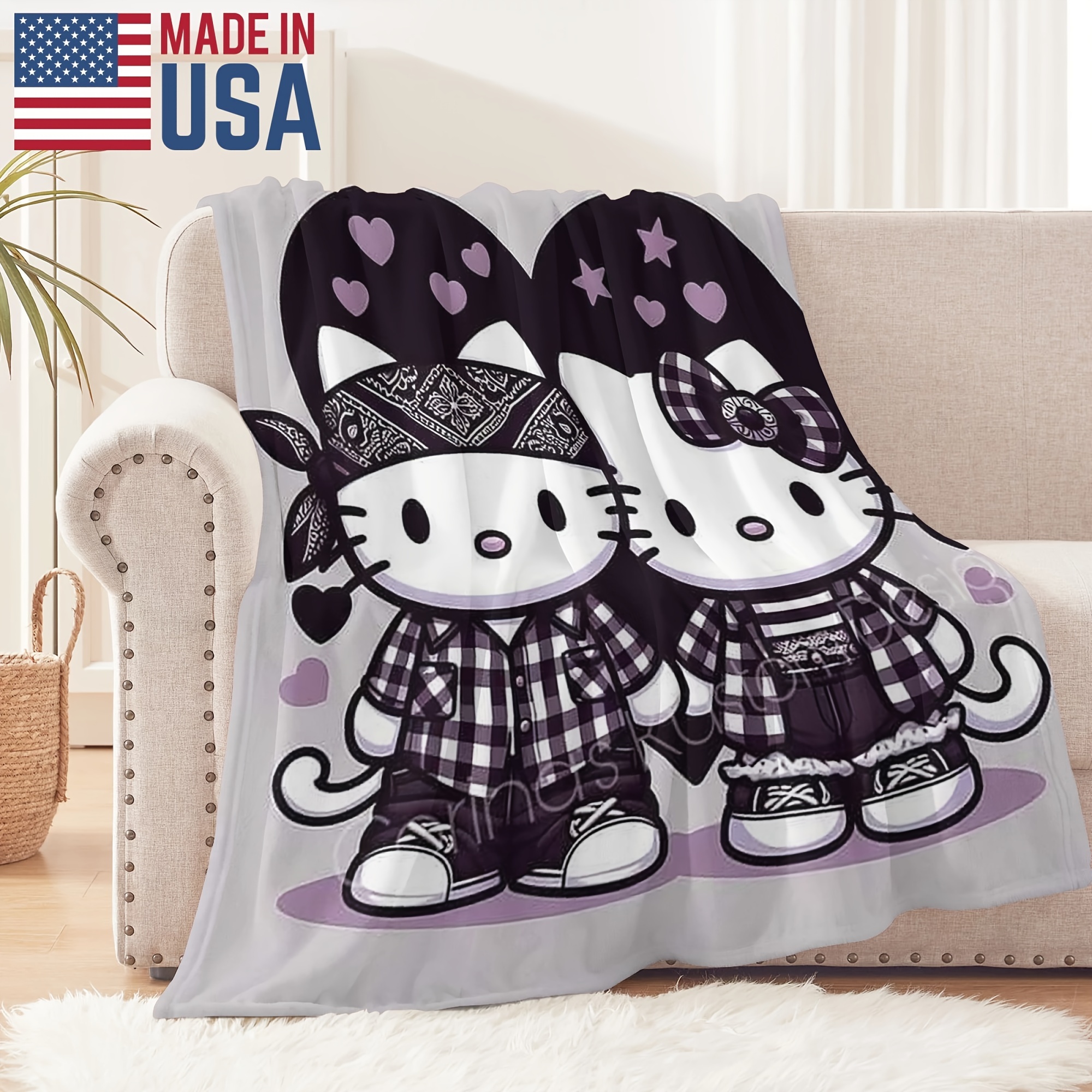 

Sanrio (authorized) Hello Kitty Gift Blanket Polyester And Fluffy, Warm And Comfortable Suitable For Sofas, Chairs, Beds, Camping, Picnics, Travel Lightweight Blanket