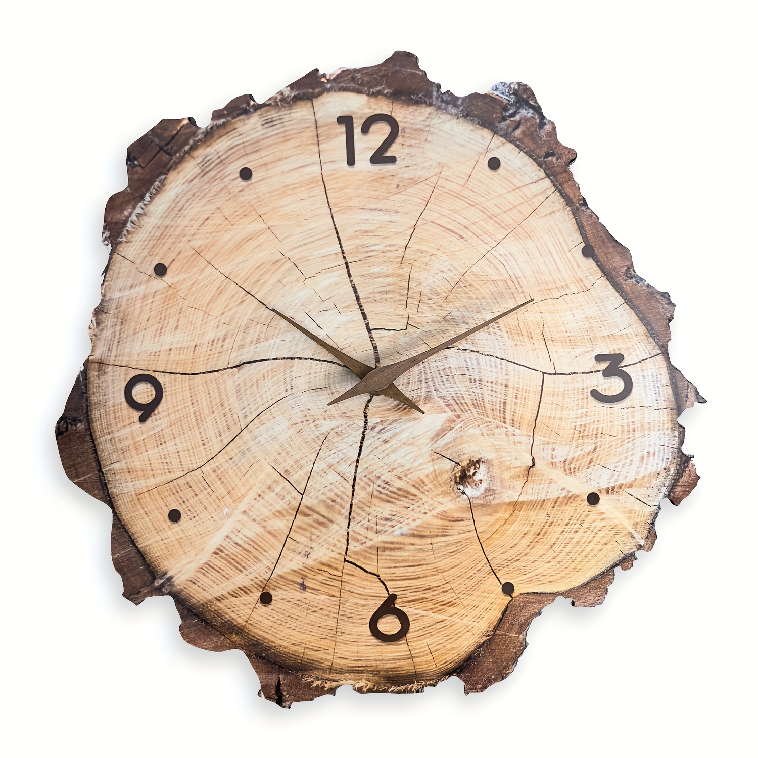 Image of Constantplanet Retro Wooden Ring-pattern Wall Clock, Ultra-silent Non-ticking, , Irregular Design, Ideal For Living Room, Bedroom, Office Wall Decor, Christmas & Housewarming Gift ( In 30-40cm)