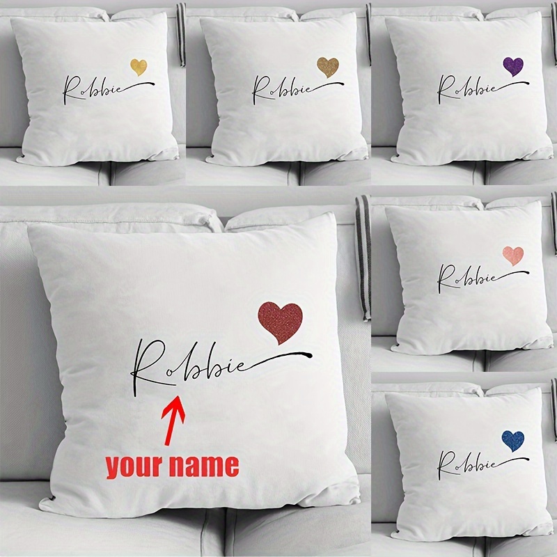 custom heart pattern velvet pillowcase personalized name single sided print white polyester   nursery home decor pillow not included details 0