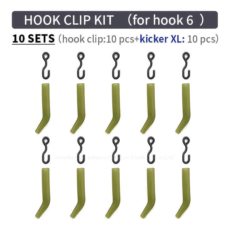E-shop Set mit 20 Karpfenangelzubehör-Komponenten, inklusive Hakenclips und zum einfachen Austausch von XL-Karpfenhaken, entwickelt für Terminal Tackle