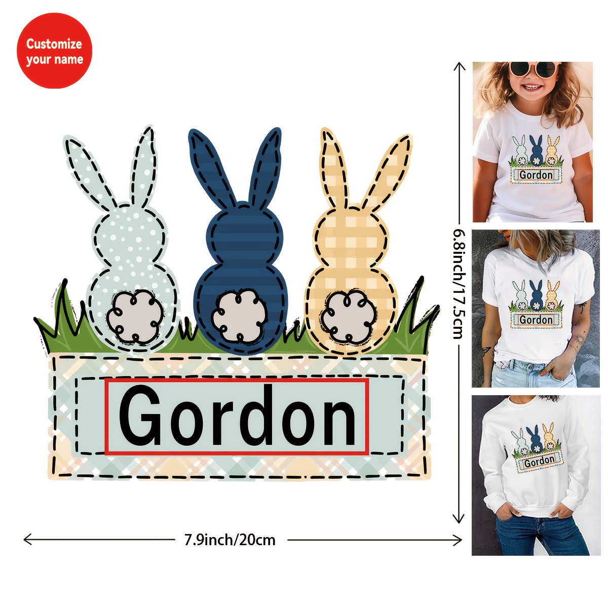 

Customizable Easter Heat Transfer Stickers For Names, Waterproof, Washable, Suitable For Pillows, Clothes, Bags, Gifts, Diy Heat Transfer Stickers