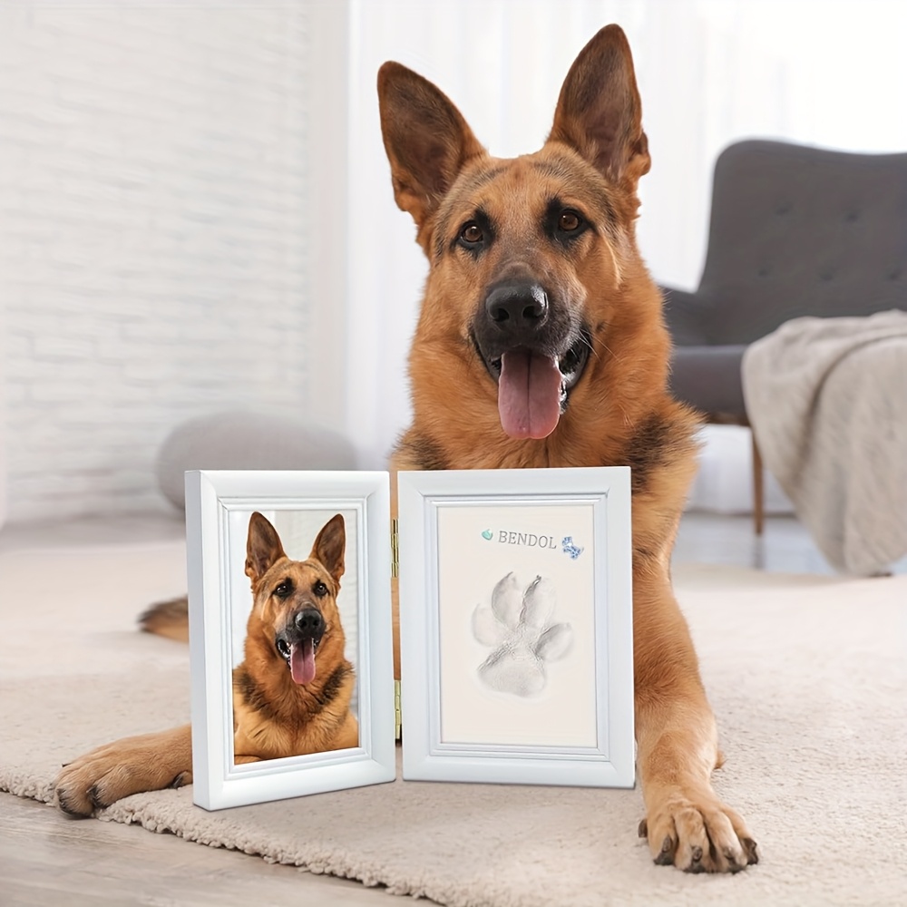 2-Fold Irregular White Pet Paw Print Photo Frame, First Memory Frame, Keeping Pets Forever in Memory, Suitable for Home Decoration And Personalized Gifts