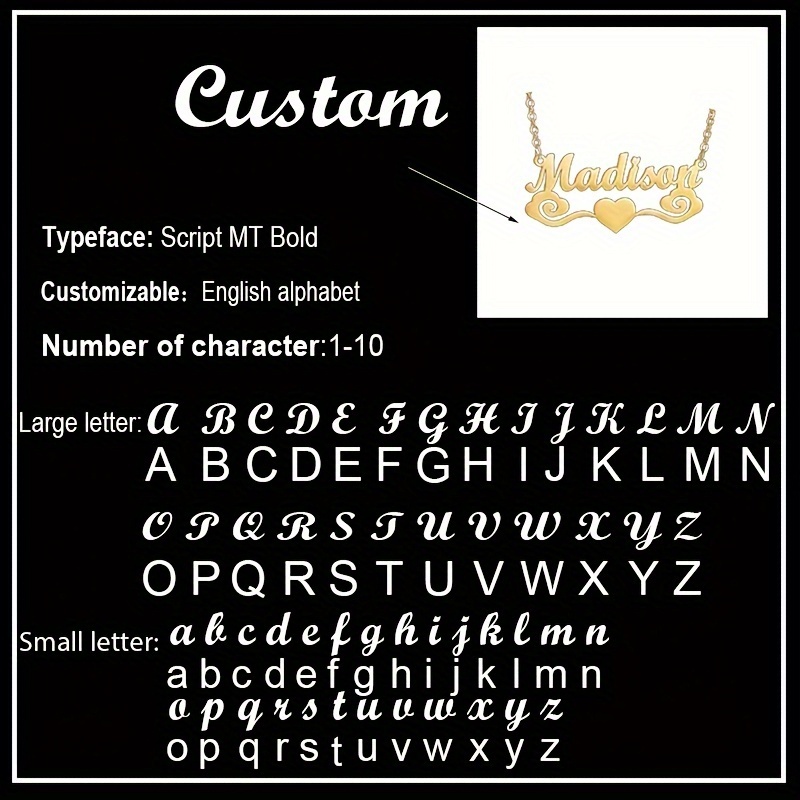 TEMU Personalized Custom Name Necklace Made Of 316l 316l Stainless Steel, Featuring A , Charming Jewelry With Lettered Golden Nameplate Pendants