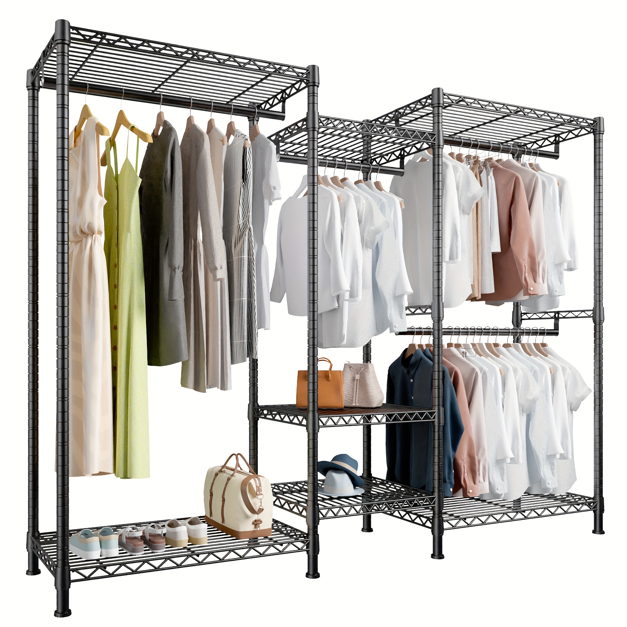 

Clothes , 725 Lbs Clothing Clothes Clothing Racks For Hanging Clothes Metal Garment Freestanding Closet , 77.1" H X 70.6" W X 13.9" D,