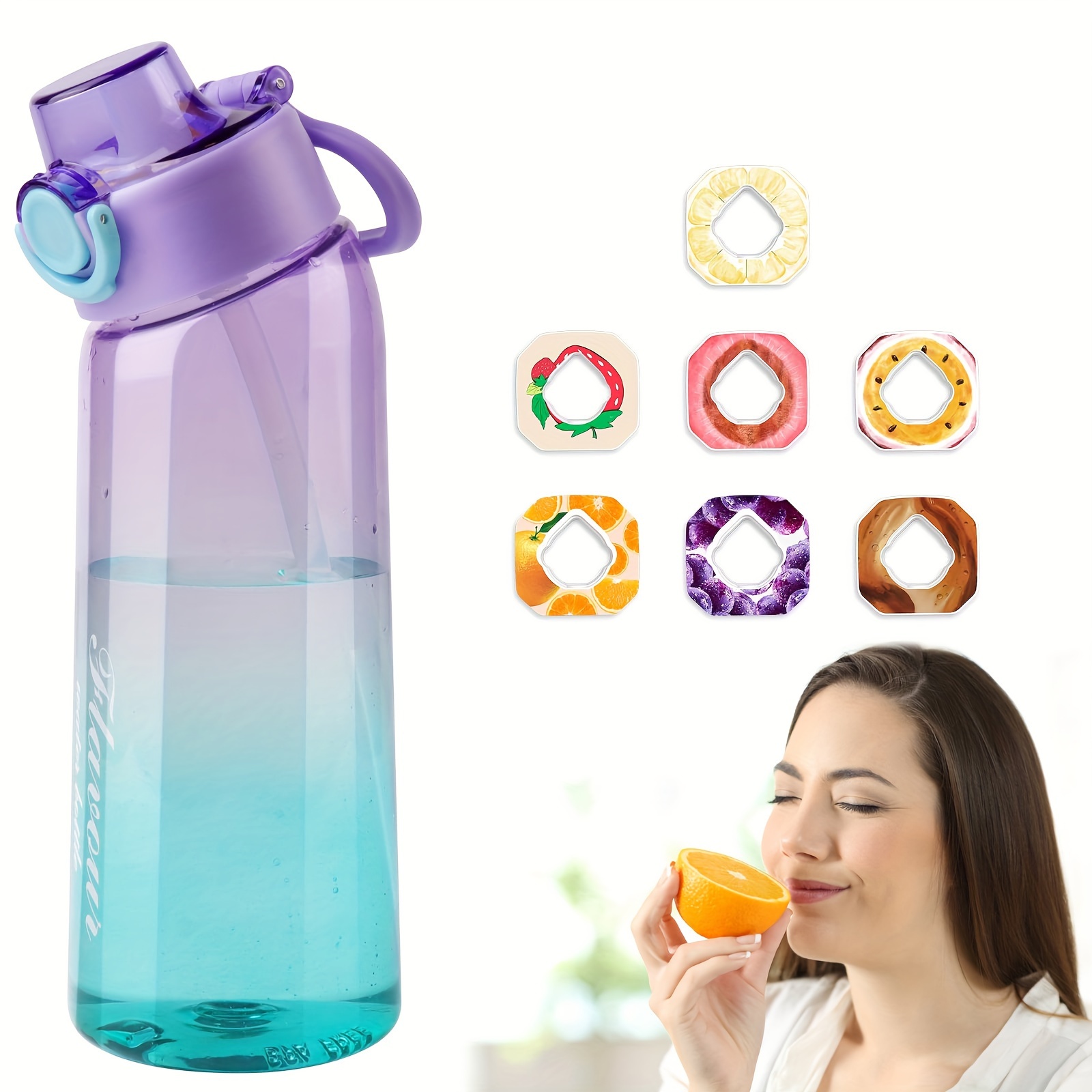 

Air Odor Water Bottle With Flavor Capsules, 900ml Scented Water Cup With 7 Flavour Capsules, 0% Cup, Leakproof Sports Water Cup With Straw, Suitable For Outdoor Sportges