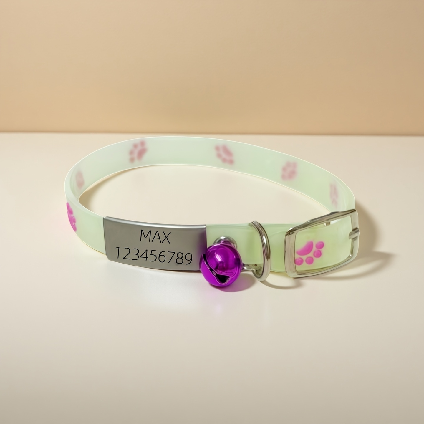 TEMU -the-dark Cat Collar, Includes 1 Collar + 1 Bell, Random Color Pet Glow Collar, Cute -the-dark Pet Collar, -the-dark Collar With Paw Print
