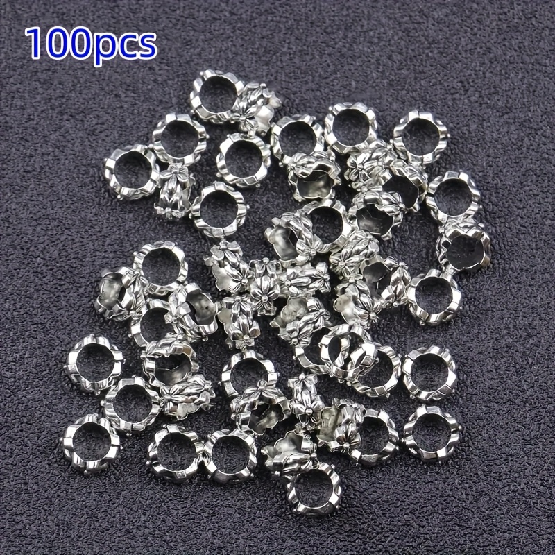 E-shop 100 Stück Zinklegierung Blumenperlen mit großem Loch – Herzförmige DIY Schmuckperlen geeignet für Halsketten, Armbänder, Ohrringe,