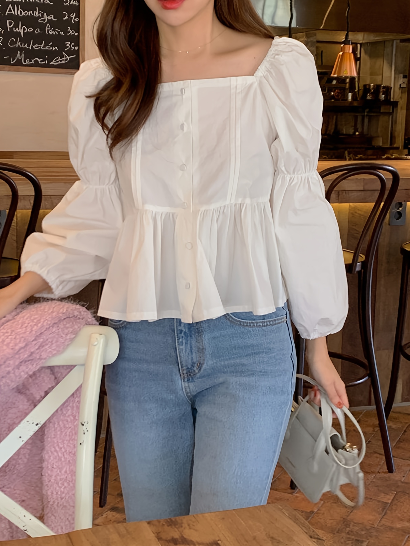 korean style white blouse