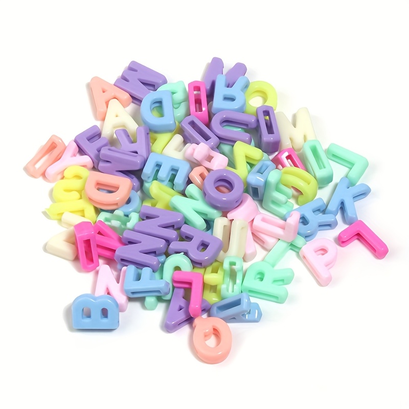 TEMU 100pcs Colorful Macaron Alphabet Acrylic Beads, Mixed Letters, 2mm Hole, For Diy Name Bracelets, Luggage Tags, Jewelry And Crafts, Ideal For