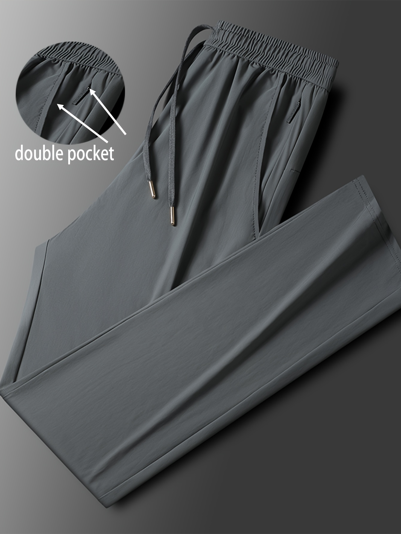 mens summer casual   silky fiber fabric pants cooling ice silky fiber fabric pants high stretch pants super comfortable lightweight sports pants invisible zipper   summer lightweight running and fitness pants