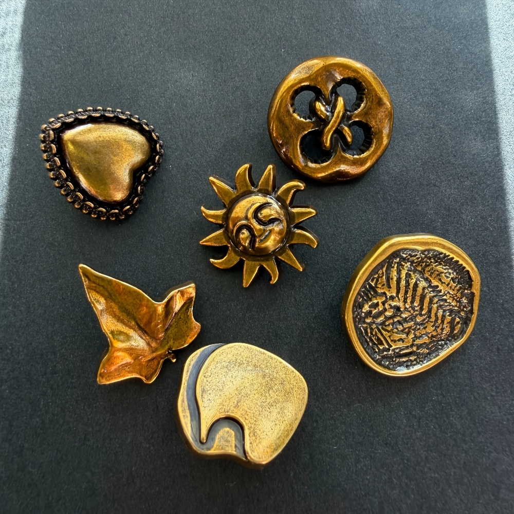 TEMU 6 stuks Retro Kledingknopen in Verschillende Vormen, Gebruikt om Kleding, Haaraccessoires, Hoeden, Tassen, Riemen en Handwerk, Etc. te Decoreren