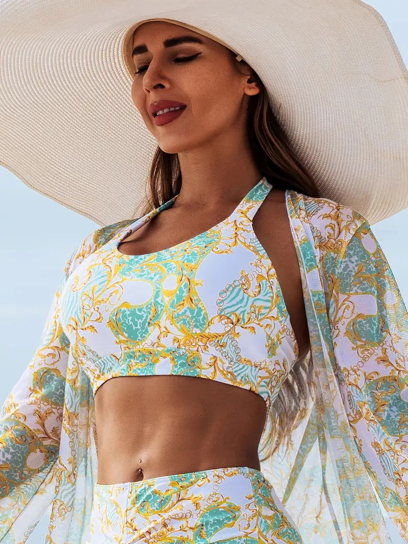 2025 new stylish bikini three piece set with cover up details 88