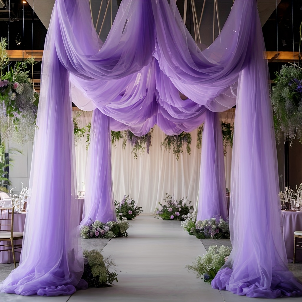 TEMU Tissu de rideau en polyester effet - Léger, durable, pour de mariage, décorations de plafond, cadeaux de Saint-Valentin, Noël, Pâques - Lavage à