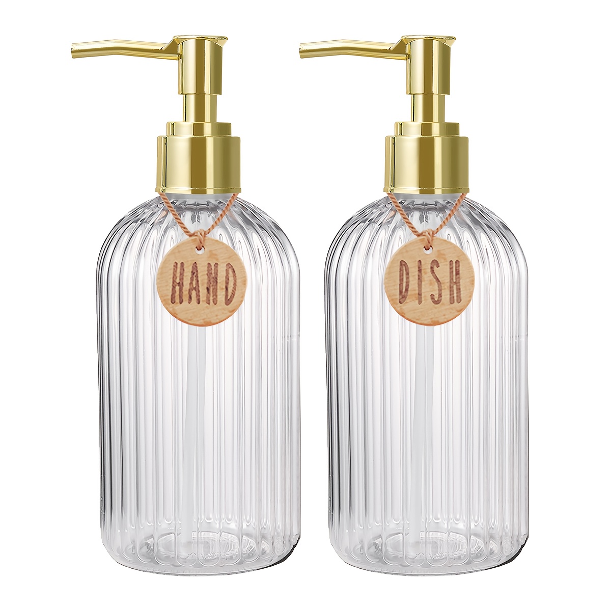 TEMU Sink Dish And Hands Soap Dispenser Bottle Set With Tags, 16oz Elegant Refillable Liquid Soap Sub-bottling For Home Decoration