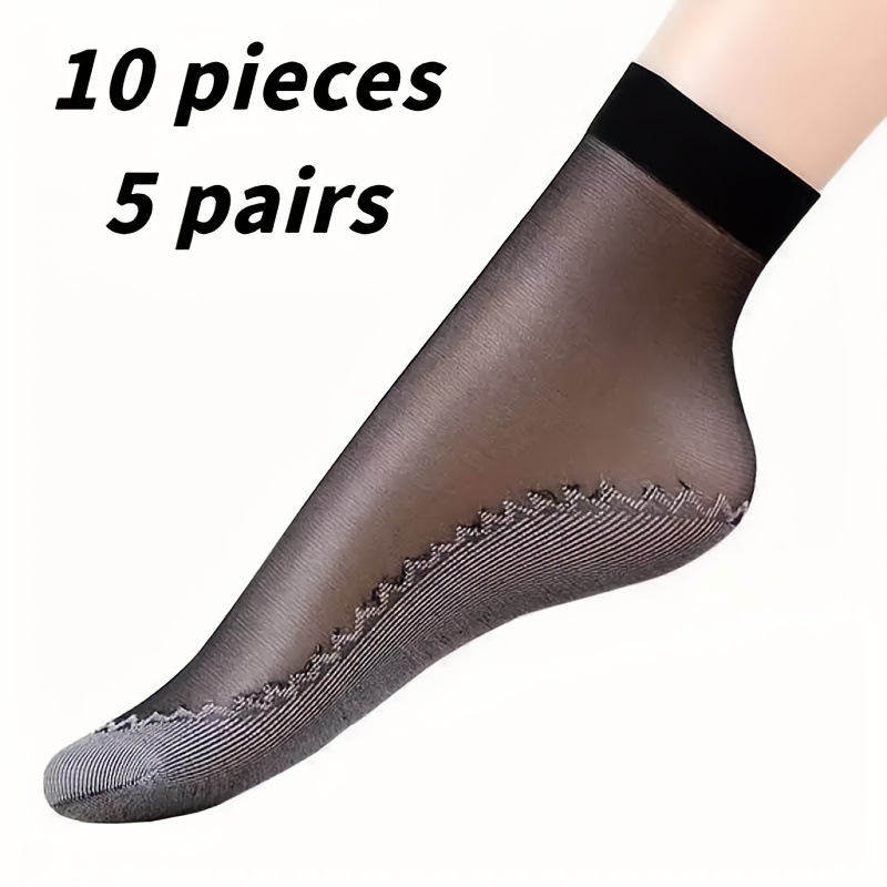 TEMU 10pcs 5 Pairs Of Ice Breathable Socks For Women Spring Summer Autumn Short Socks Sweat Absorption Non-slip Bottom