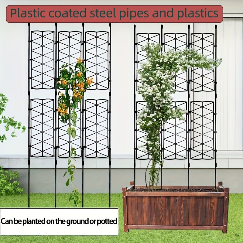 TEMU European Style Fence Flower Rack, Plant Climbing Vine Rack, Iron Wire Lotus Balcony, Rose Climbing Support Rack, Outdoor Flower Wall Grid