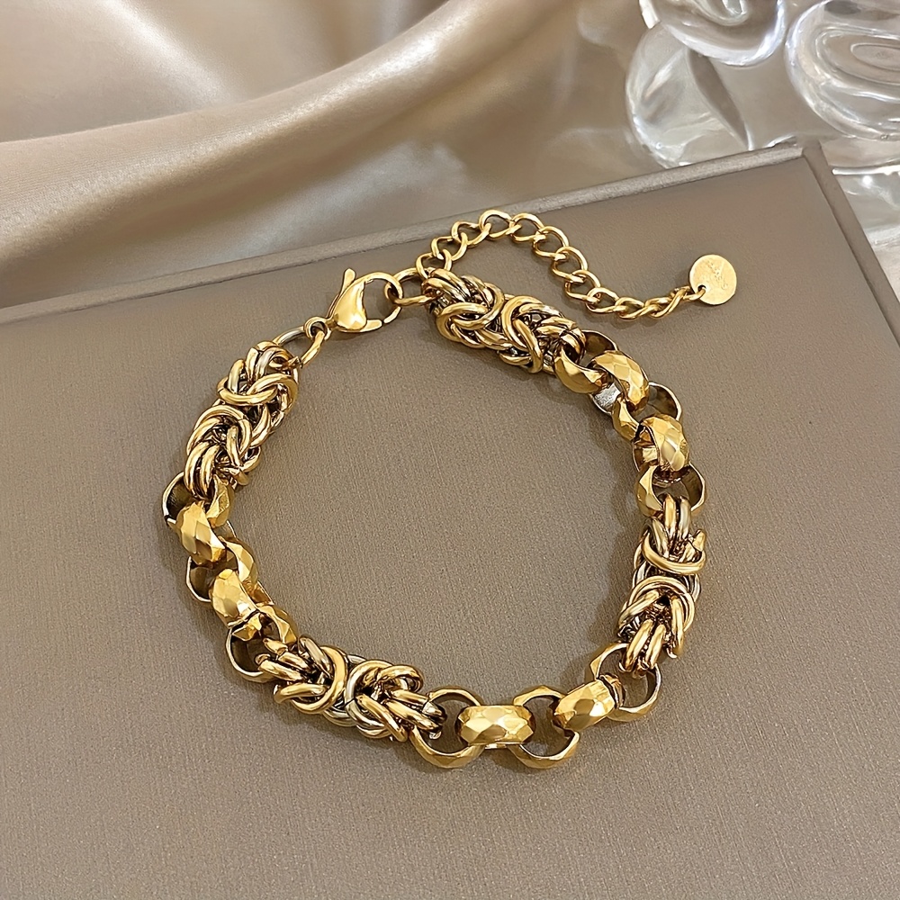 E-shop Chubby Punk wasserdichtes Edelstahl-Armreif-Spangenarmband für Damen Herren, dicker Kettenglieder-Armreif-Spangenarmband, modischer