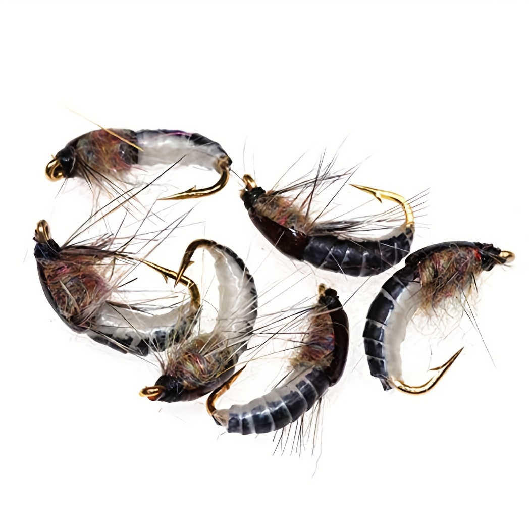 

6pcs Qievcrme Realistic Fly Fishing Lures - High-quality Artificial Insect ,, With Black And Golden Segmented Body, #10 Hooks For Trout, Bass, Perch, Catfish, Carp, Walleye - Includes Flies Box